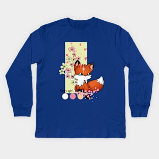 Foxy girl Kids Long Sleeve T-Shirt